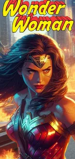 Wonder Woman vibrant wallpaper with dynamic colors.