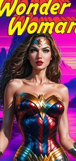 Vibrant Wonder Woman wallpaper with dynamic colors and design.