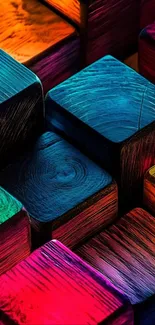 Colorful 3D wooden blocks mobile wallpaper.