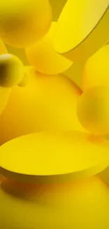 Vibrant yellow abstract wallpaper with 3D spheres.