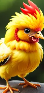 Cute yellow bird on a natural background.