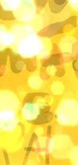 Vibrant yellow bokeh wallpaper with glowing circles.