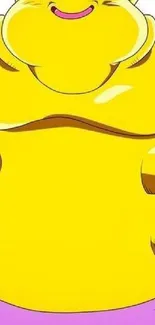 Vibrant yellow cartoon character wallpaper with playful design.