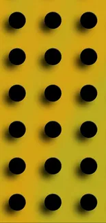 Vibrant yellow wallpaper with black dots.