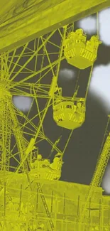 Yellow Ferris wheel silhouette mobile wallpaper design.