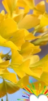 Yellow floral wallpaper with vibrant blossoms
