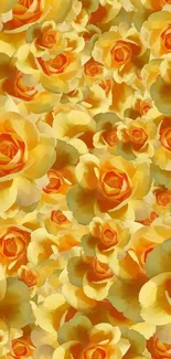 Seamless pattern of vibrant yellow roses for phone wallpaper.