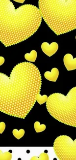 Vibrant yellow heart wallpaper on black background.