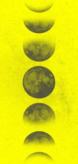 Vibrant yellow wallpaper featuring moon phases.