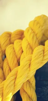 Vivid yellow rope texture on a wallpaper background.