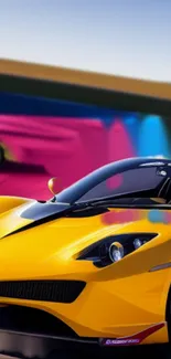 Vibrant yellow sports car with dynamic colors.