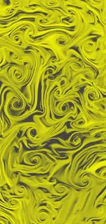 Vibrant yellow swirl wallpaper with colorful accents.