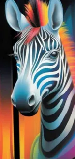 Colorful artistic zebra wallpaper for mobile.