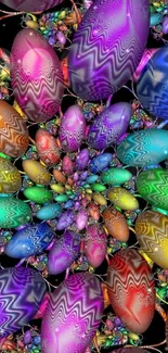 Vibrant colorful zigzag pattern Easter egg wallpaper.