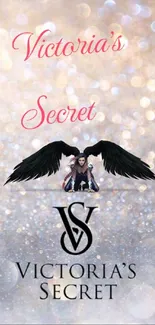 Victoria's Secret themed wallpaper with sparkle and winged design.