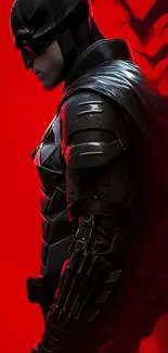 Vigilante hero in armor against a red background wallpaper.