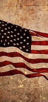 Vintage American flag with a rustic, distressed look for mobile wallpaper.