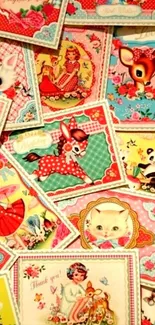 Vintage collage wallpaper with cute animals.