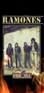 Vintage photo of a rock band on mobile wallpaper.