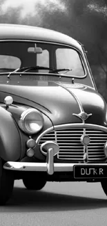 Vintage black classic car mobile wallpaper with detailed design.