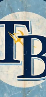 Retro blue logo wallpaper with vintage design.