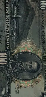 Vintage Bolivian 100 Bolivianos currency artwork wallpaper.