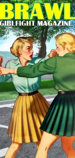 Vintage cover art with two women fighting in classic 1950s style.