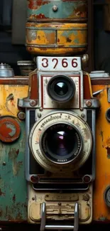 Abstract vintage camera art wallpaper.