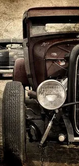 Sepia-toned vintage car wallpaper with classic vehicles and retro aesthetic style.