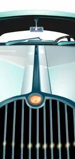 Artistic vintage car front with teal tones.