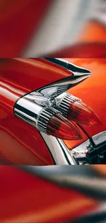 Vintage car tail light with red and chrome details in a retro style.