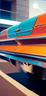 Close-up of vintage car's colorful tail lights with a modern look.