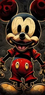 Mobile wallpaper of vintage cartoon character art with vibrant colors and details.