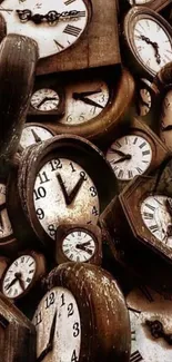 A stunning display of vintage clocks arranged artfully.