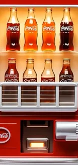Vintage Coca-Cola vending machine with glass bottles.