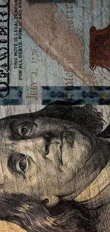 Vintage dollar bill wallpaper with intricate texture.
