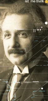 A vintage sepia wallpaper of Einstein thinking.