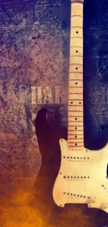 Vintage electric guitar with artistic texture background.