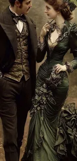 Vintage dressed couple in elegant attire