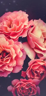 Vintage pink roses mobile wallpaper with soft, artistic vibe.