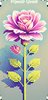 Vintage pixel art wallpaper featuring a beautiful floral design with vibrant colors.