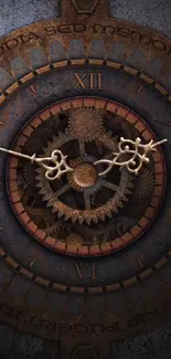 Steampunk gear clock with Roman numerals.