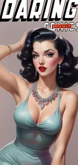 Vintage comic art with glamorous 1940s woman.