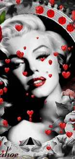 Vintage Hollywood glamour wallpaper with roses on mobile.