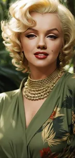 Vintage-inspired portrait of a glamorous woman in elegant attire.