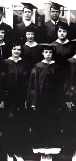 Vintage graduation photo in black and white showcasing academic tradition.