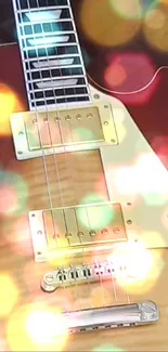 Vintage Les Paul guitar on a quilted bed.