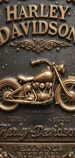 Bronze Harley Davidson motorcycle artwork wallpaper