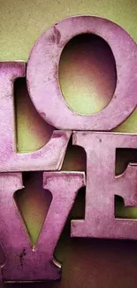 Pink and green LOVE typography art wallpaper for mobile.