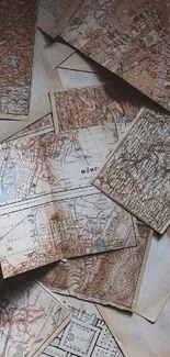 Collage of vintage maps for wallpaper.